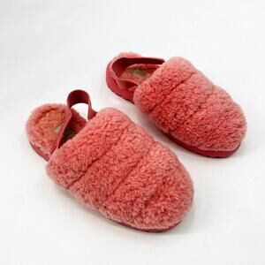 Ugg Pink Shearling Sling Back Slippers